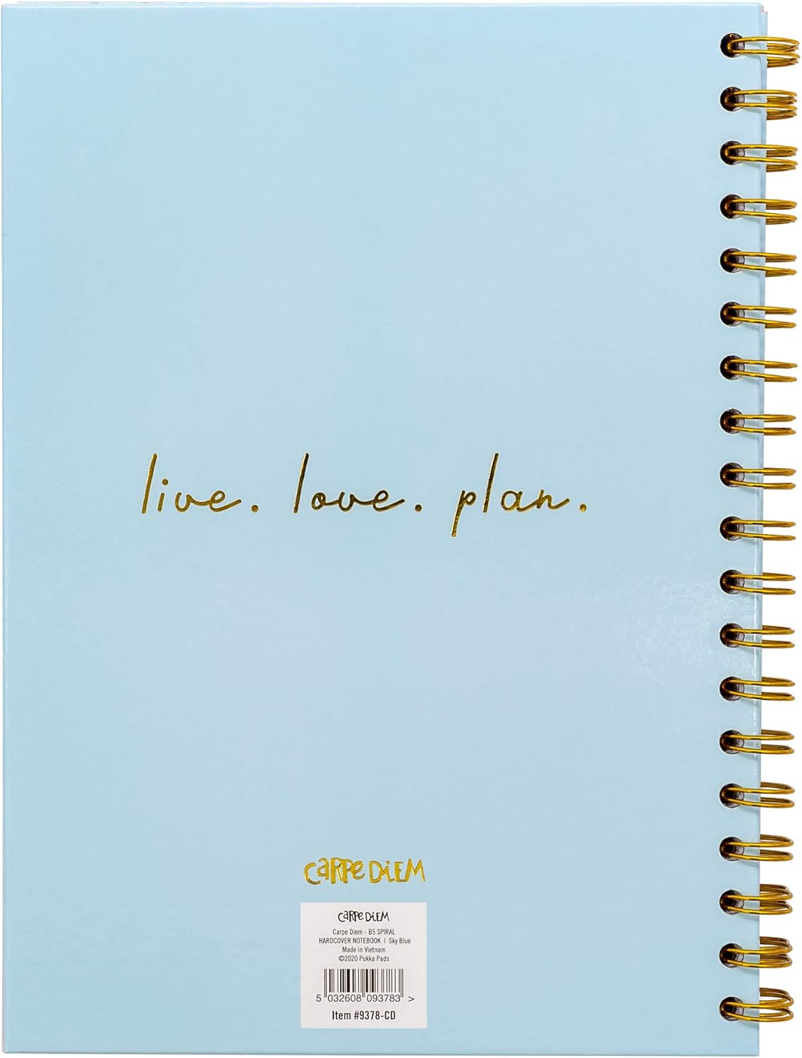 Pukka Pad Carpe Diem B5 Notebooks – Pack of 3 Double Spiral Bound Hard Cover Journals with 160 Pages, 80 Sheets of Lined Paper for Everyday School, Office, and Personal Notes, Sky Blue