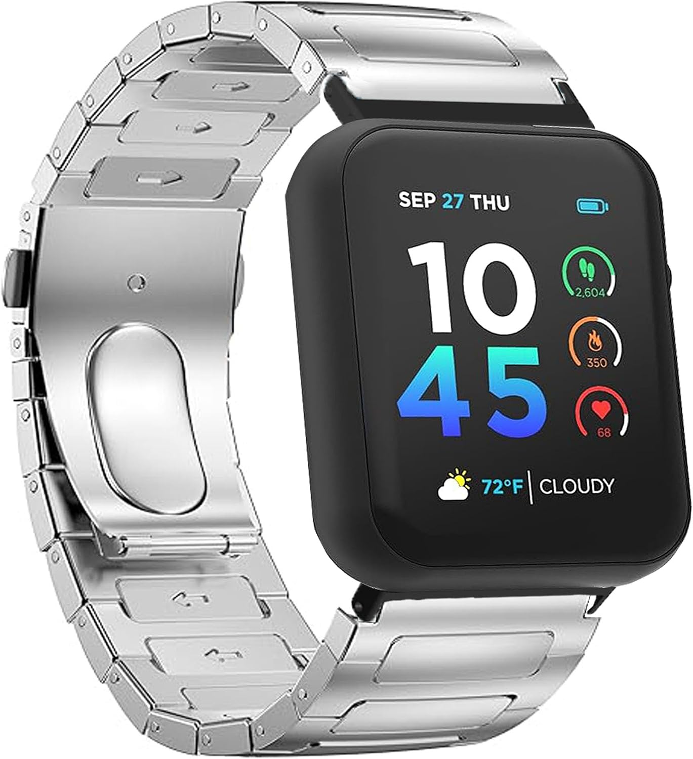 Lamshaw Compatible with ITOUCH AIR 4 Bands, 24mm Solid Business Stainless Steel Metal Bands Compatible with ITOUCH AIR 4 41mm / 46mm / Air 3 44mm Smartwatch