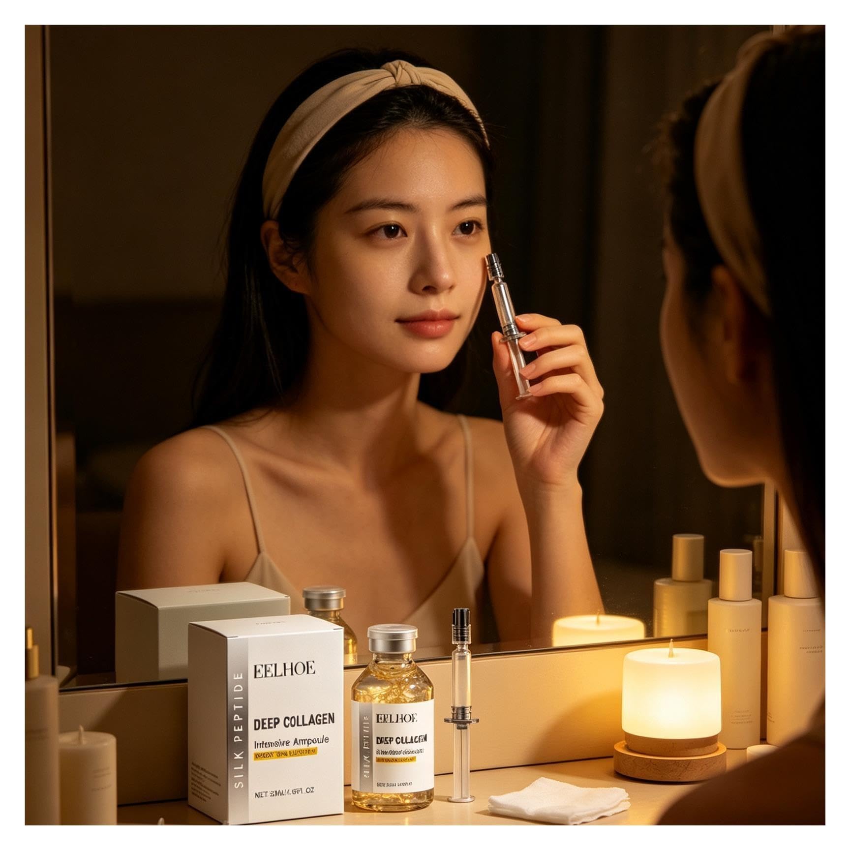 Siero viso rassodante con fiala di peptidi di seta al collagene con peptidi di rame, 50 ml(3pcs)