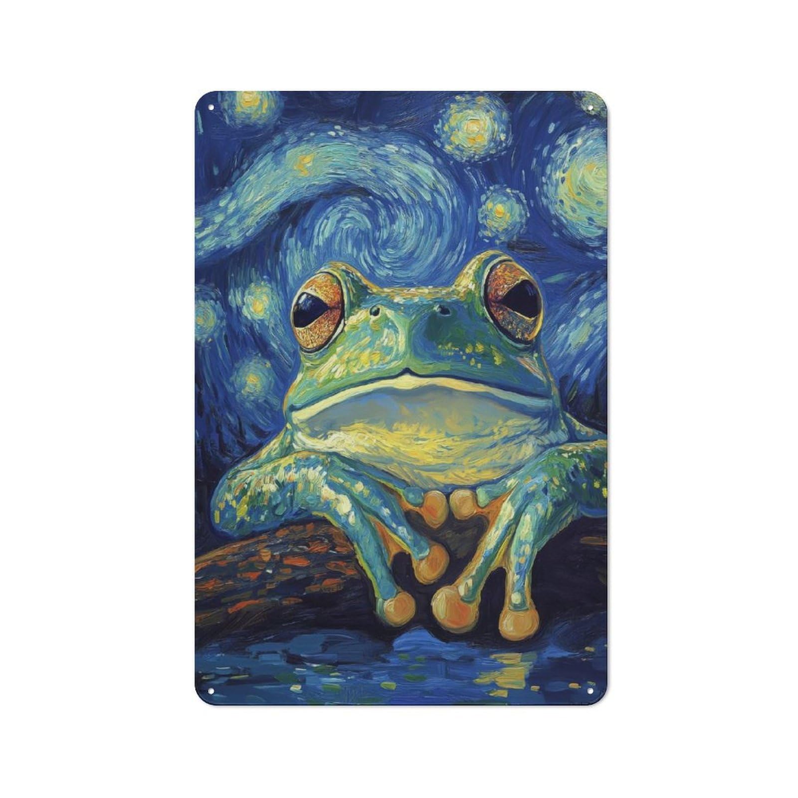 Garage Style Starry Night Frog Retro Metal Sign 30x20cm, Workshop Wall Decor for Workshop, Basement, Shed Or Games Room