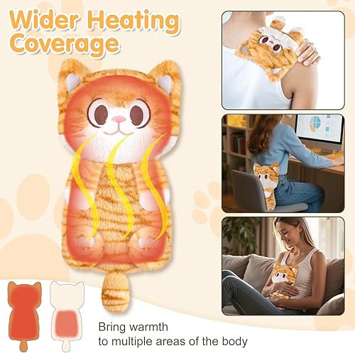 Vista 85 de Highland Cow Almohadillas térmicas para microondas para vientre, cuello y hombros, felpa calentable con calor húmedo, funda de felpa extraíble