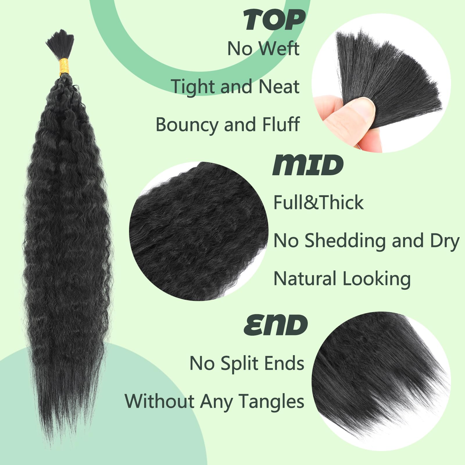XIIMENALU Kinky Straight Wavy Braiding Hair for Boho Braids Wet and ...