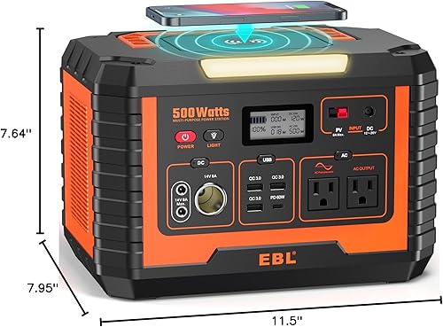 Miniatura 17 de EBL Estación de energía portátil de 1000 W, generador solar de 999 Wh, pico de 2000 W, carga AC/inalámbrica/salida USB-C de 60 W, batería de litio