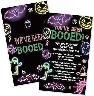 Halloween Party Game, We’ve Been BOOED, You’ve Been BOOED Game, 40Game Cards Per Set, for Family, Office or Neighborhood Happy Boo Day Celebrate Halloween Party Decor Supplies-a10