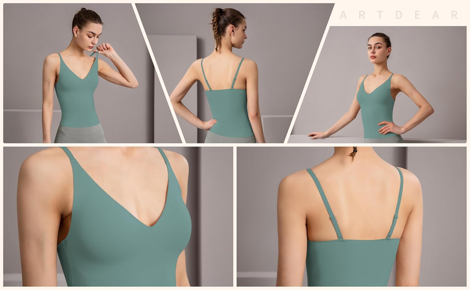 Women's Fit Camisole with Built in Bra - Spaghetti Straps Camis Tank - Image 5