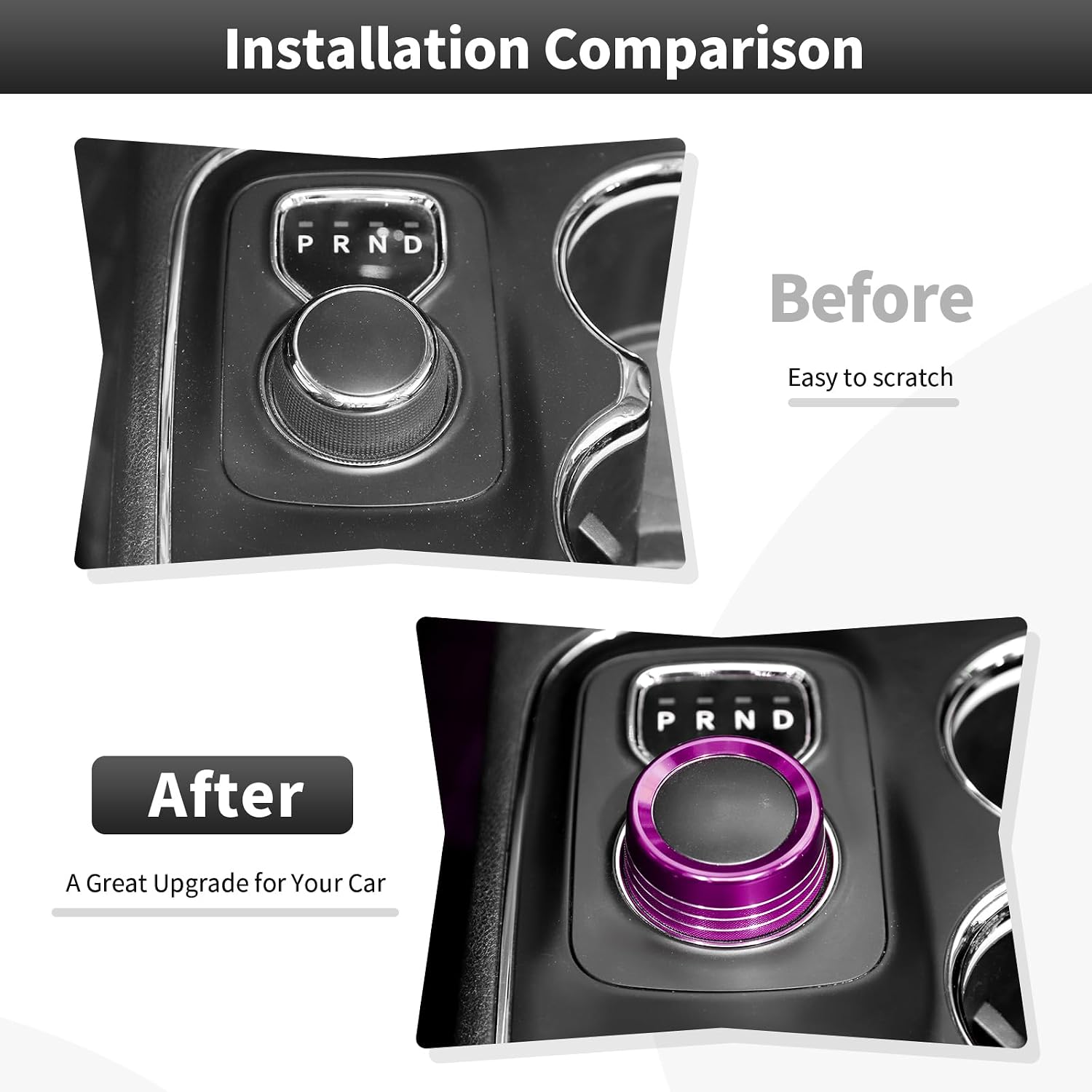 CheroCar Gear Shift Switch Knob Cover Control Switch Button Cover Ring Trim for 2014-2017 Dodge Durango,for 2013-2017 Dodge RAM Interior Decoration Accessories