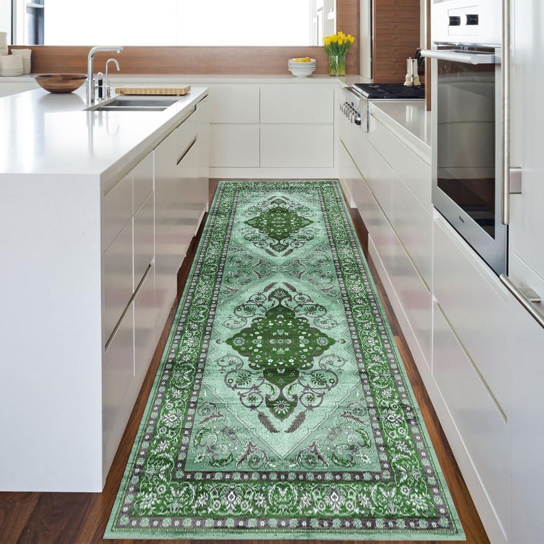 Läufer Teppich Vintage Läufer Flur Bunt Waschbar Lang Kücheläufer Schlafzimmer Teppich Läufer rutschfest 70x240cm Dauerhaft Läuferteppich Flurläufer Korridor Polyester Meterware