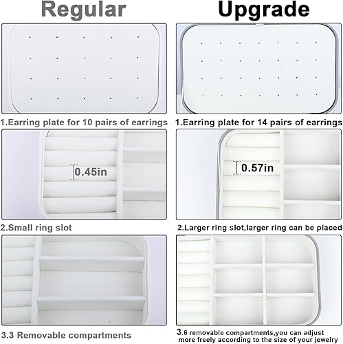 Miniatura 5 de SLOZO Joyero de viaje, estuche de joyería de viaje mejorado, joyeros portátiles para mujeres, joyero de piel sintética, organizador de joyas de