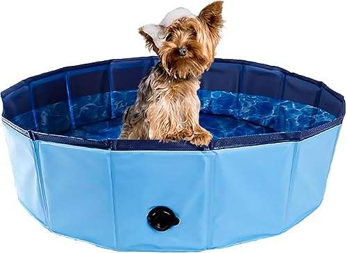 Bañera plegable para mascotas para perros pequeños y niños, piscina plegable de plástico duro de 31.5 x 7.87 pulgadas, bañera versátil para