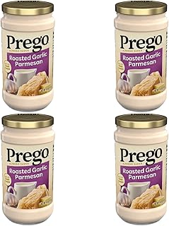 Prego Alfredo Pasta Sauce with Roasted Garlic and Parmesan Cheese, 14.5 oz Jar (Pack of 4)