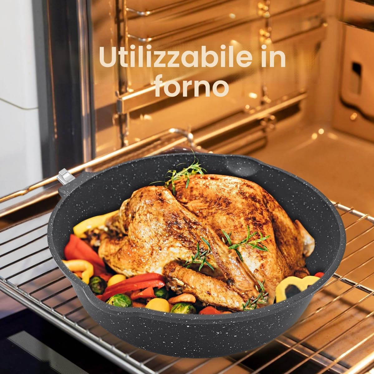 AIKENBBKK Set di Pentole e Padelle Antiaderenti con manici amovibili, Batteria di pentole 10 Pezzi in Alluminio con Coperchi, Lavastoviglie& forno sicuro (Nero)