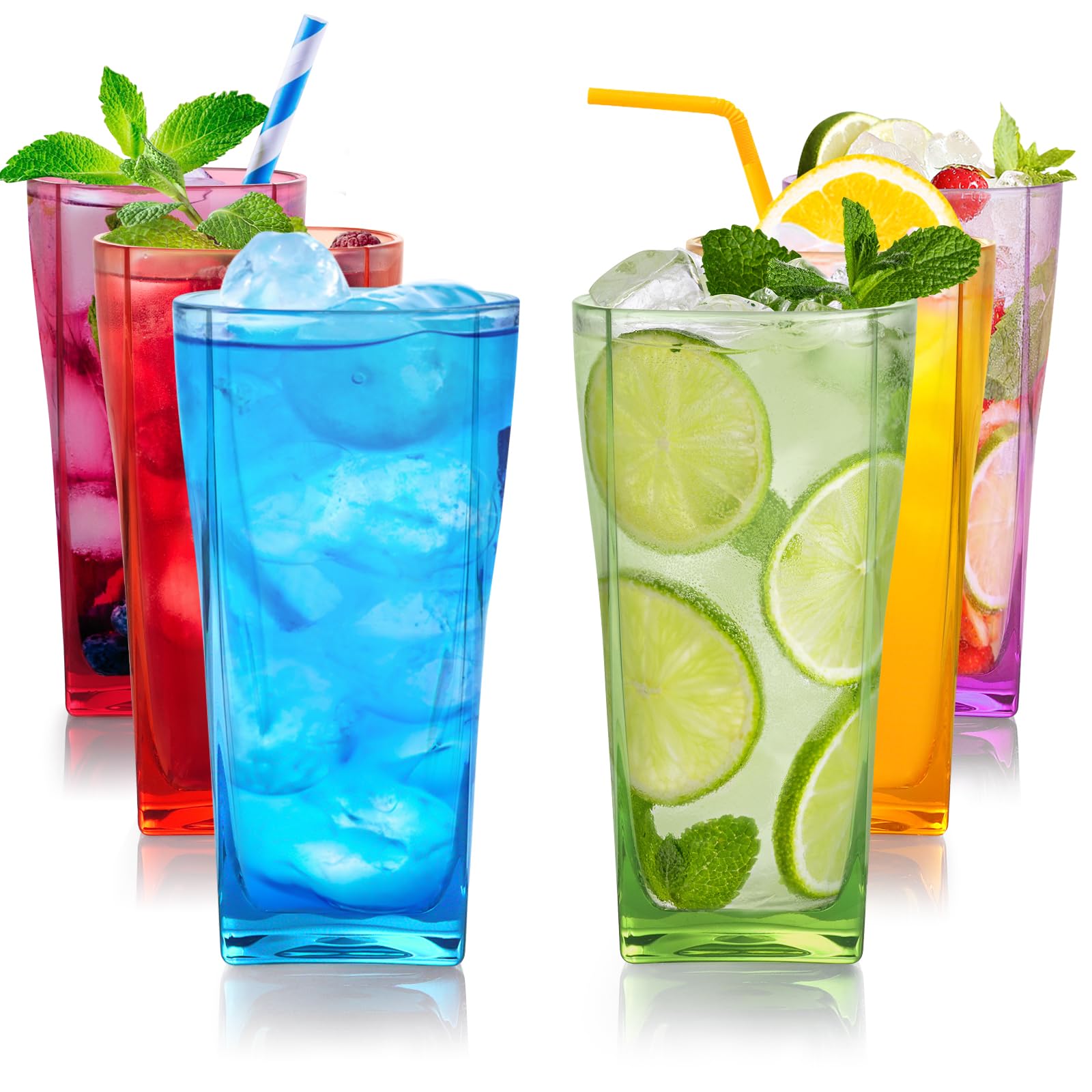 Verres en plastique réutilisables pour pique-nique et camping lot de 6 verres colorés sans BPA
