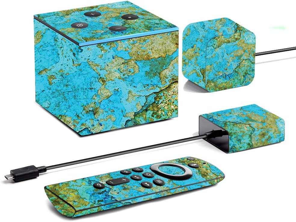 MightySkins Skin Compatible with Amazon Fire TV Cube (2019) - Teal Marble | Protective, Durable, and Unique Vinyl Decal wrap Cover | Easy to Apply, Remove, and Change Styles | Made in The USA