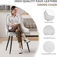 Vista 3 de Modern Dining Chairs Set of 4, Spacious Dining Room Chairs with Thick Cushion, Comfortable Faux Leather Upholstered Dining Chairs with Metal Legs