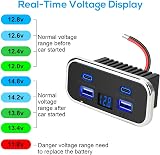 Linkstyle Prise USB RV 62W, Double Ports USB-A et Double Ports Type-C, Panneau de Prise avec Voltmètre pour Voiture, Camion, Bateau 12V/24V - 3
