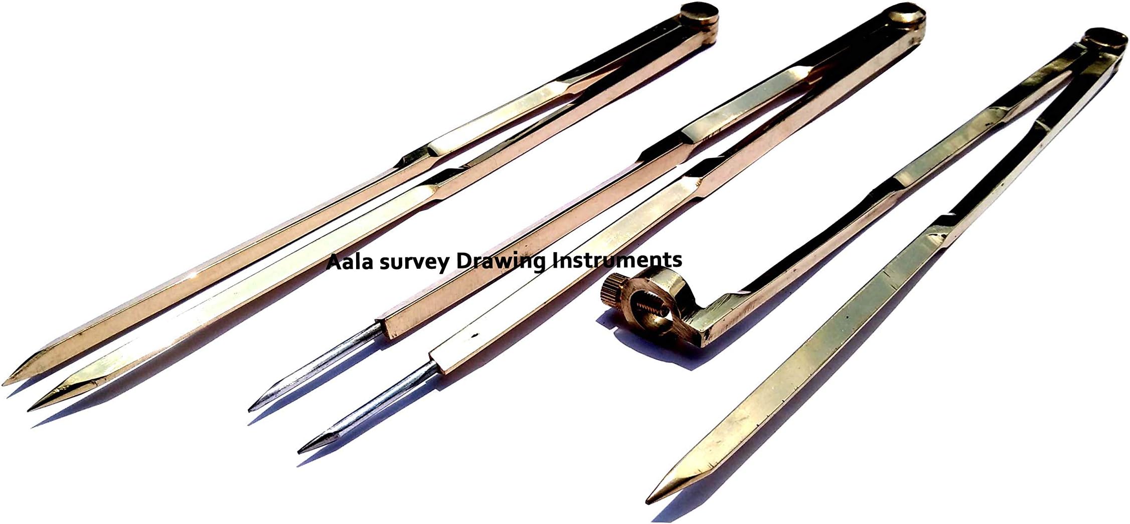 Marine Navigation Brass Pencil Compass Divider and Brass Divider -Set of 3 Pieces