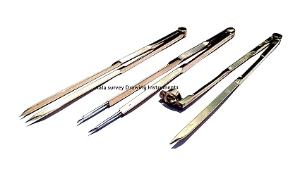 Aala Survey Drawing Instruments Marine Navigation Brass Pencil Compass Divider and Brass Divider -Set of 3 Pieces