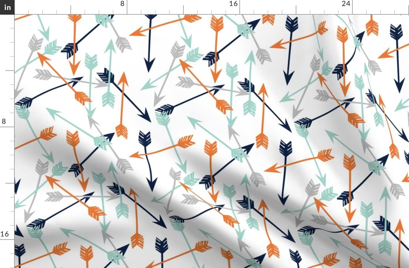 Spoonflower Fabric - Arrows Scattered Orange Mint Grey Navy Boys Print Nursery Printed on Organic Cotton Sateen Fabric by The Yard - Sewing Quilting Apparel Home Decor