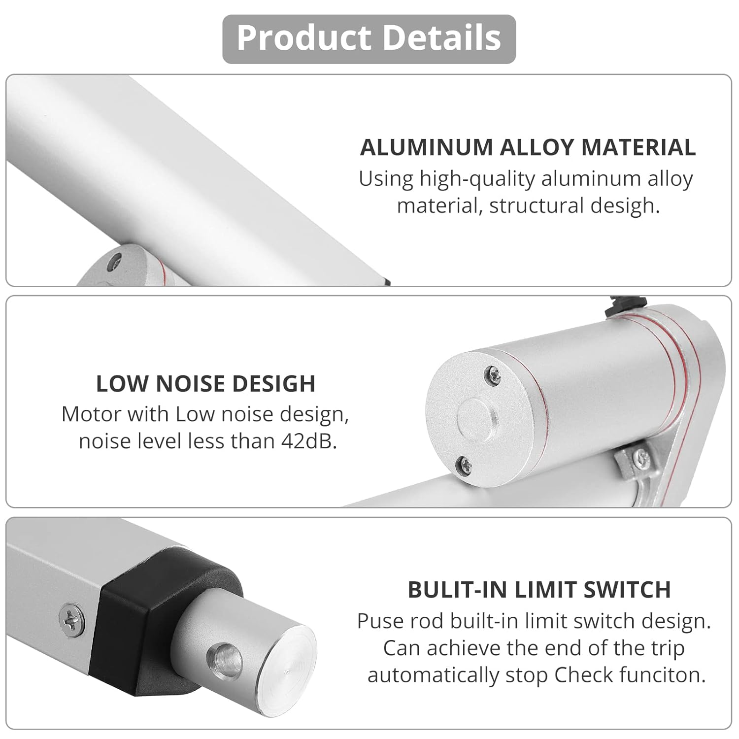 Justech 12V Linear Actuator 160LBS/750N-4inch/100mm 10mm/s Linear Motion Actuator IP54 Waterproof with Plugs, Switches and Transformers for Electric Door Window RV Industrial Machinery Solar Tracker