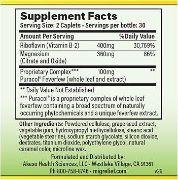 MigreLief Original Formula Triple Therapy with Puracol, 60 Count (Pack of 3)