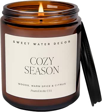 Sweet Water Decor Cozy Season Fall & Winter Scented Candle, 9 oz Amber Jar