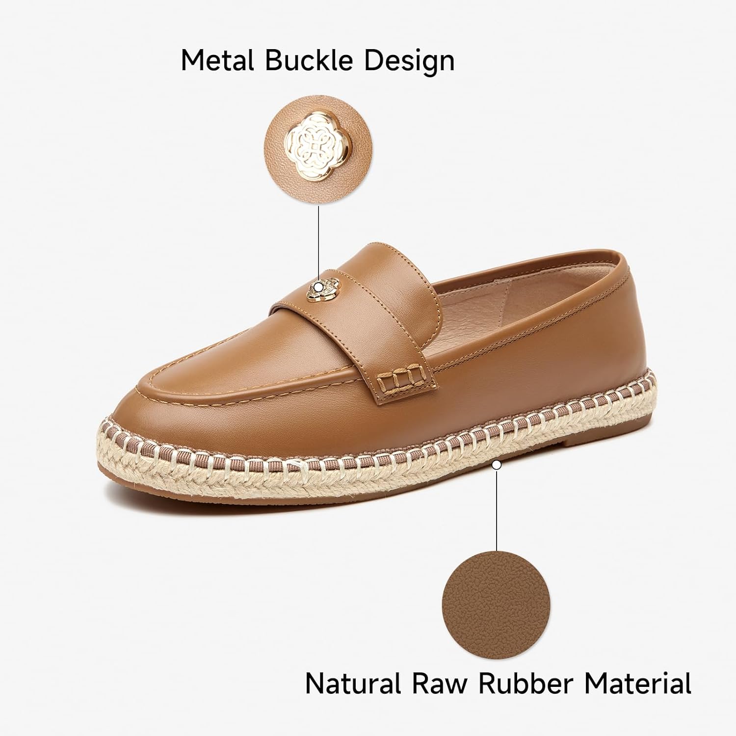 BEAU TODAY Loafers for Women,Womens Penny Loafers,Casual Slip-on Leather Flat Shoes,Breathable Lightweight Handmade Work Shoes - Image 5