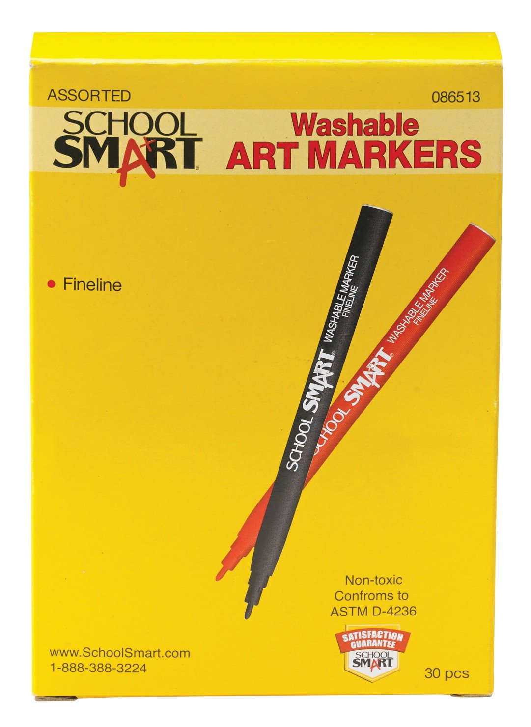 School Smart – Set di 30 pennarelli lavabili punta fine – colori assortiti