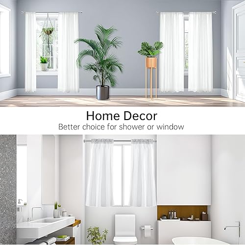 Miniatura 6 de BRIOFOX Barra de cortina de ducha ajustable de 32 a 61 pulgadas, barra de ducha de tensión de resorte, sin perforación, antideslizante, cromada