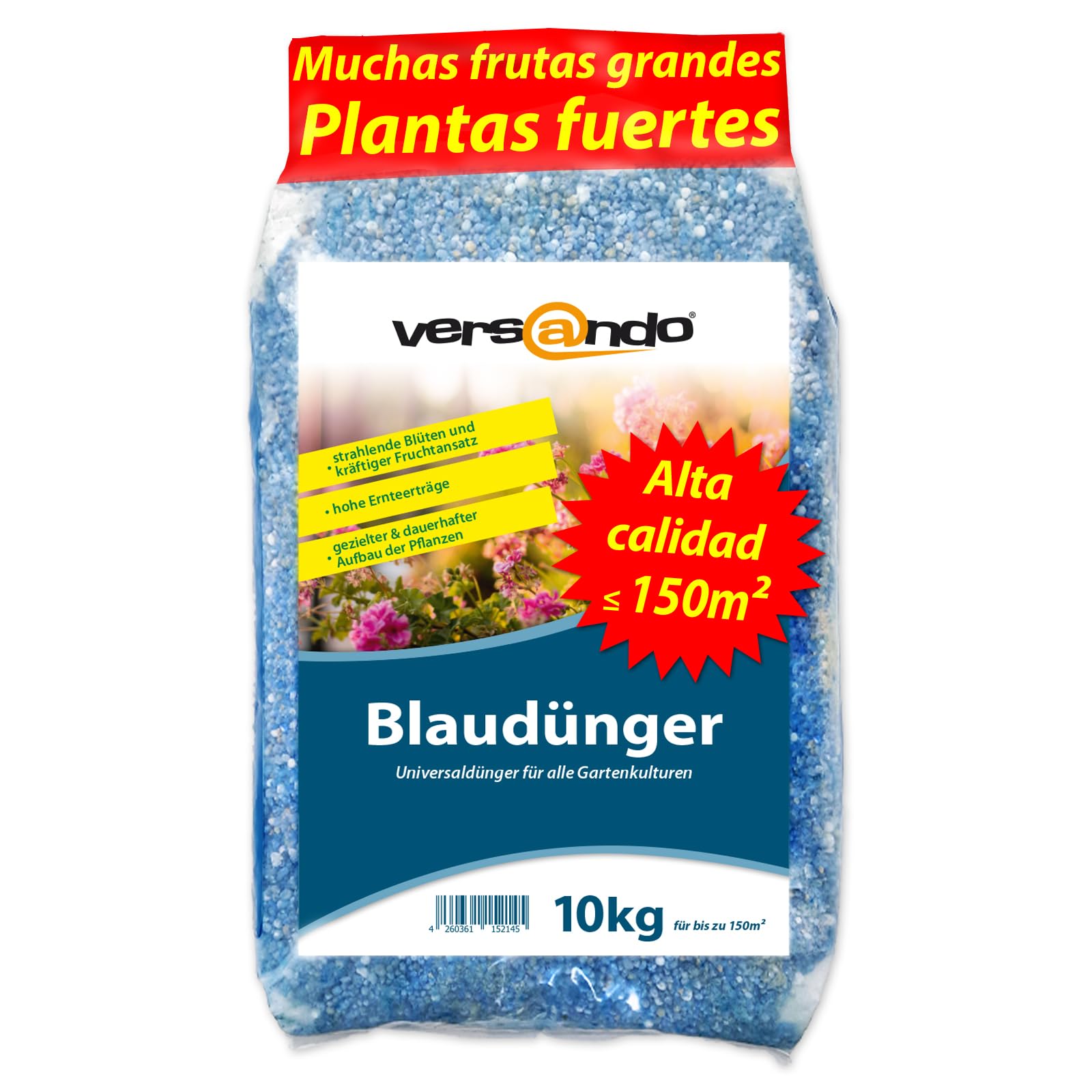 versando 10kg abono azul hasta 150m²: abono NPK para frutas, verduras y | plantas fuertes con efecto a largo plazo