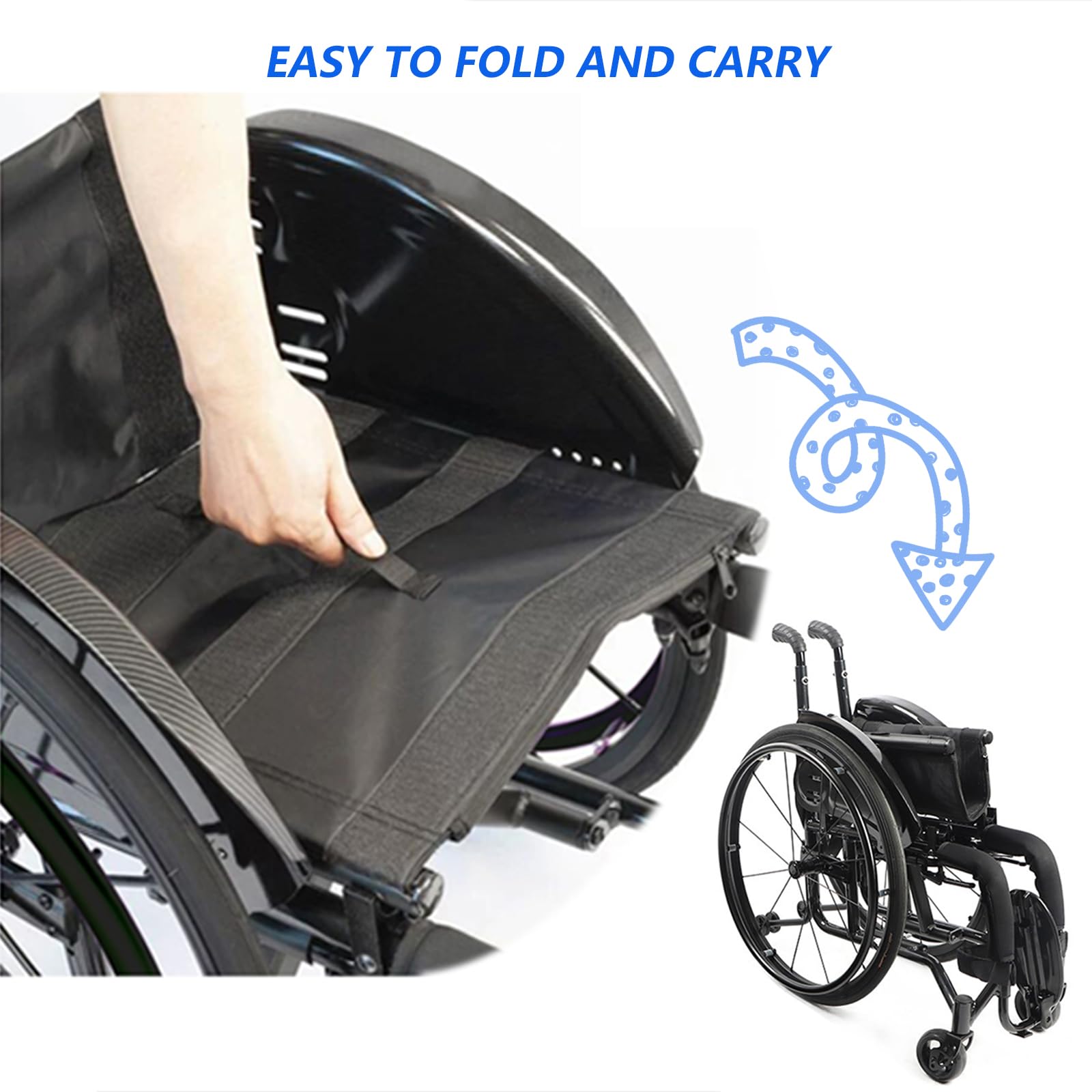 Sedia A Rotelle Sportiva In Alluminio Leggero, Sedia A Rotelle Sportiva Pieghevole, Sedia A Rotelle Sportiva Ultra Leggera, Ruote Mute, Con Freni A Mano E Smontare Rapidamente Le Ruote(42cm/16.5in,Bla
