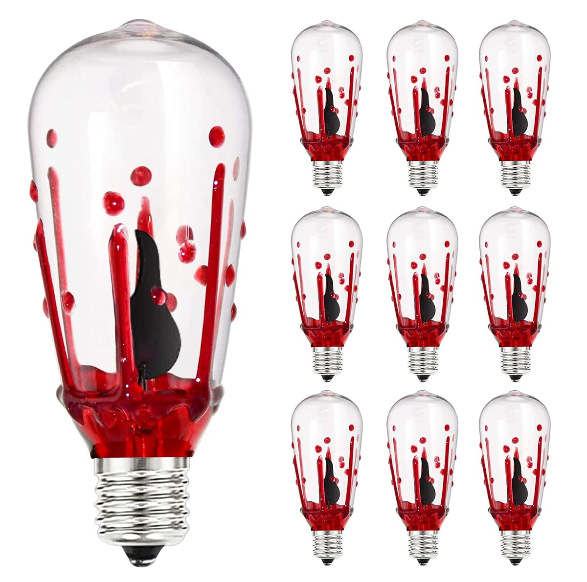 Halloween Flicker Flame Light Bulbs, ST40 Blood Drop Replacement Bulbs Edison