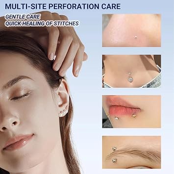 60ML Piercing Aftercare Spray - Saline Solution, Sterile Saline for Ear, Nose, Tongue, Navel, Ear Care Fluid, Cleaning & Effective
