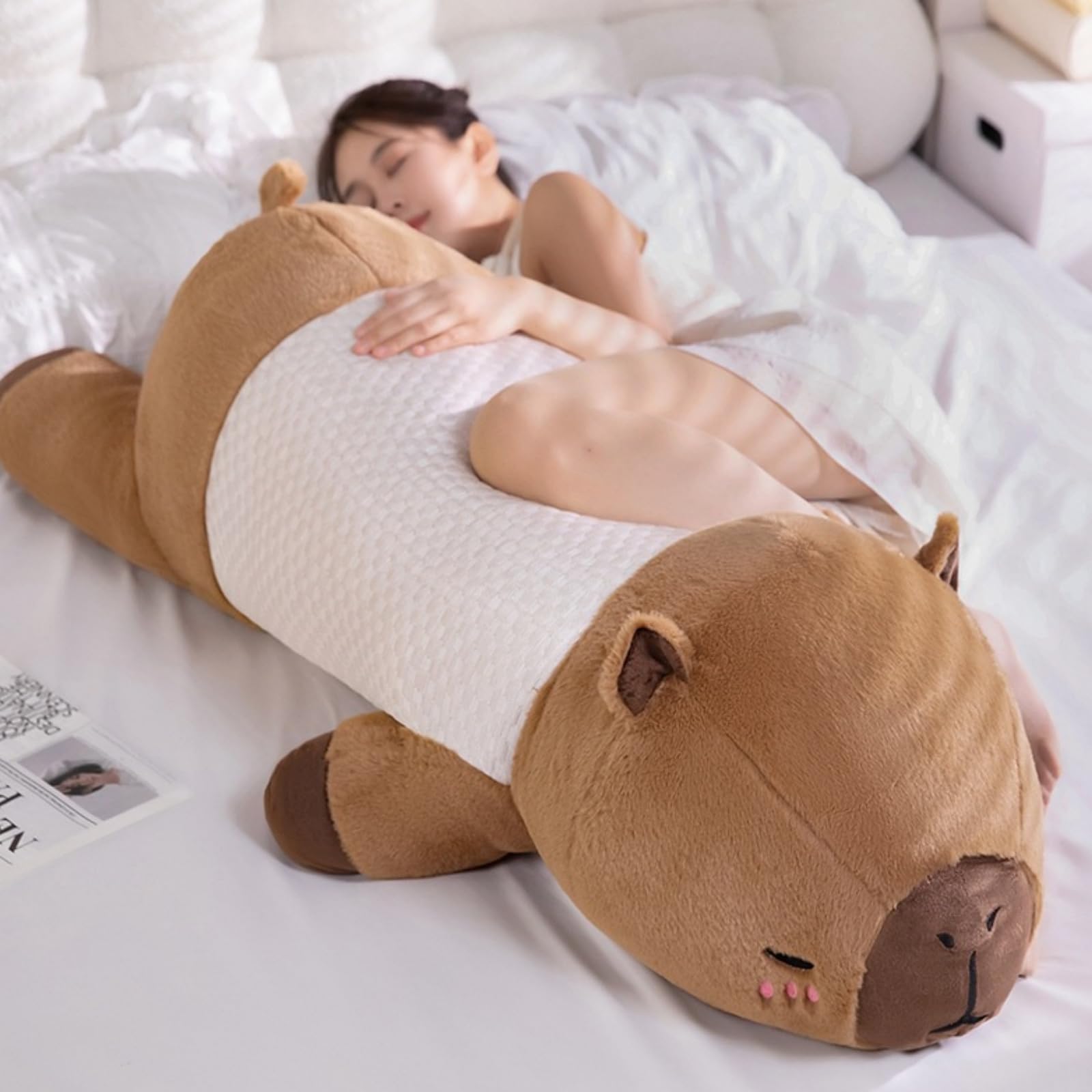 Kühle Kuscheltier Capybara Plüschkissen Stofftiere Lang Plüschtier Ausgestopftes Tier Spielzeug Kuschelkissen, Niedlichen Capybara Plushie Gefüllte Spielzeug für Home Deko Kinder (100CM,lvdou)