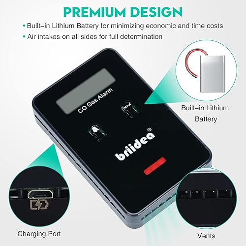 Miniatura 4 de briidea - Detector de monóxido de carbono para automóvil, detector de CO rápido de bajo nivel de 9 ppm, ampliamente utilizado en vehículos, aviones,