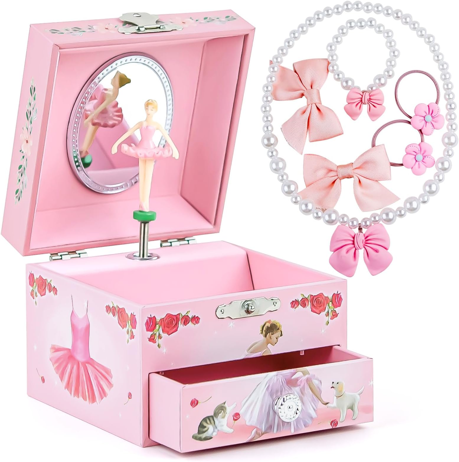 Taduoduo Girls' Musical Jewelry Box Organizer with Jewelry