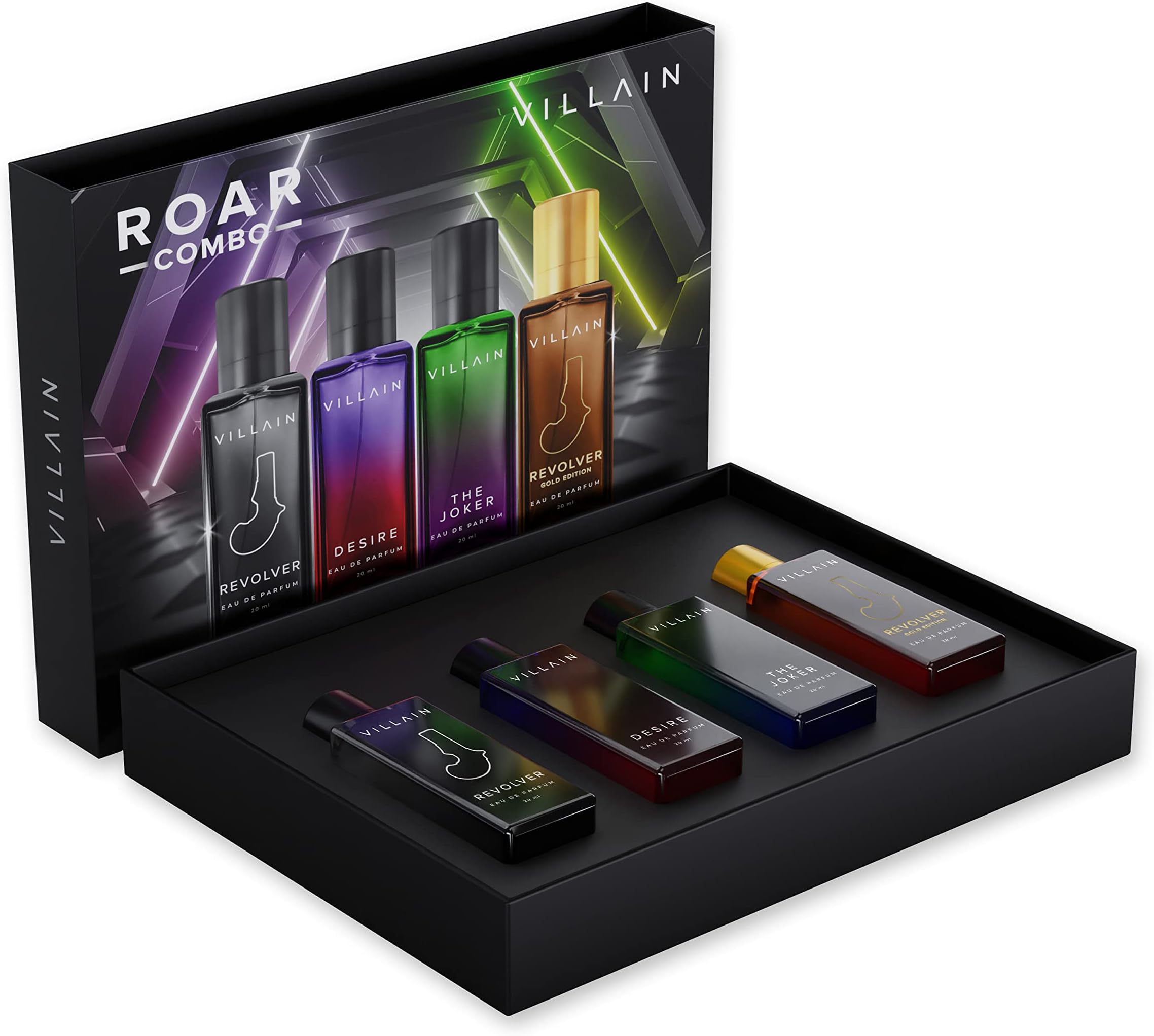 VILLAIN ROAR Combo - 4 x 20ml | Premium Perfume Gift Set For Men | Eau De Parfum | Long Lasting Fragrance