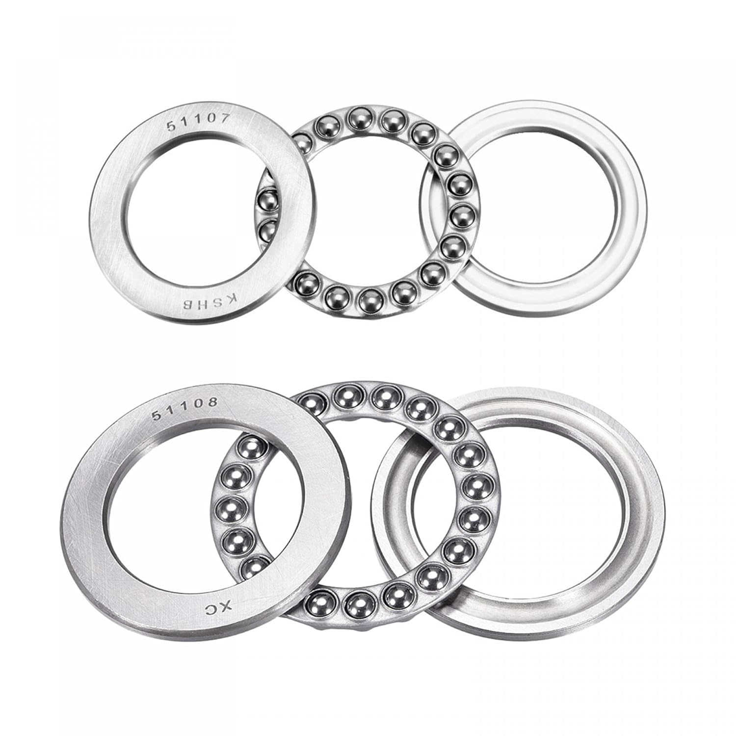 uxcell 3pcs 51107, 51108 Single Direction Thrust Ball Bearings Chrome