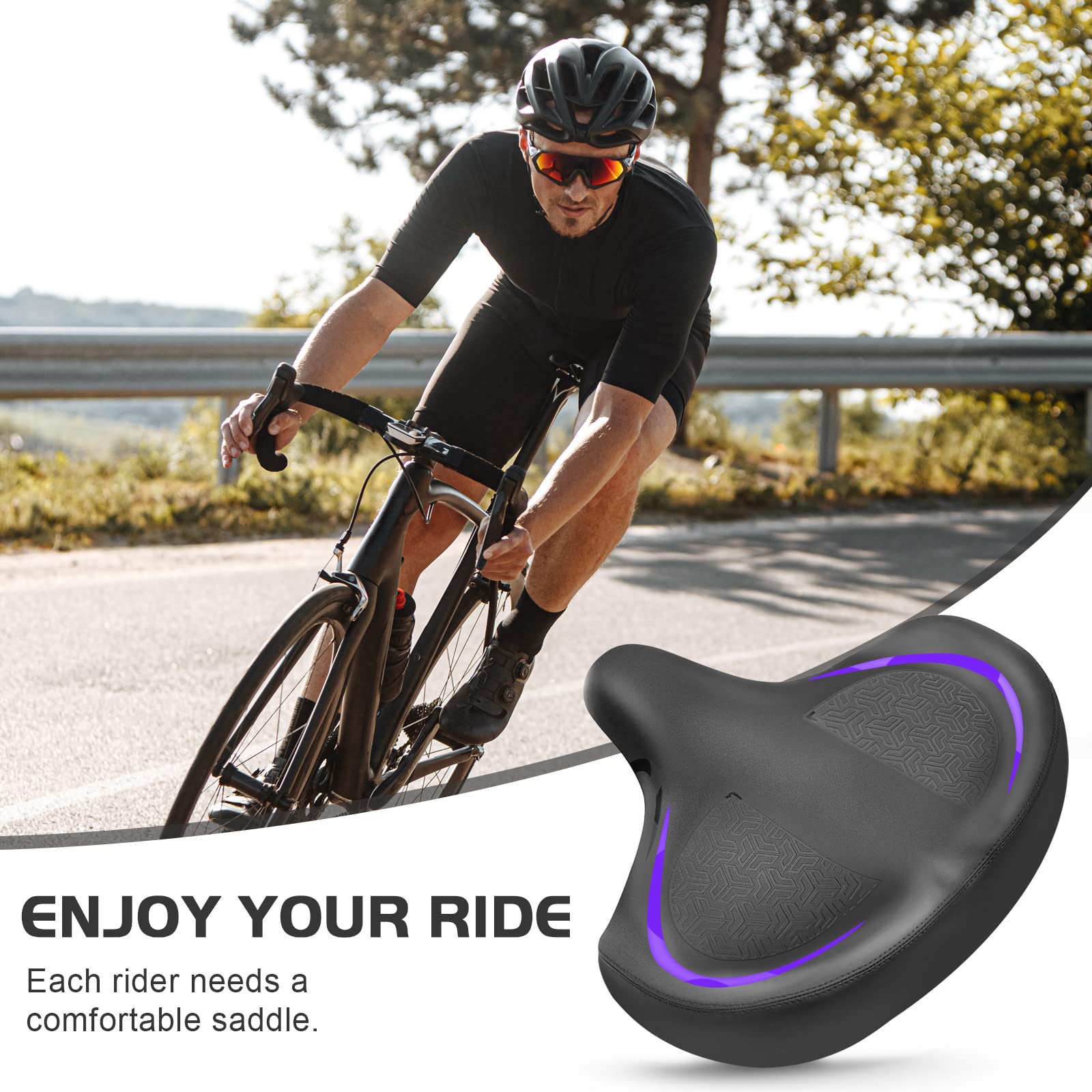Asiento de bicicleta, asiento de bicicleta para mujeres y hombres, extra cómodo, ancho, asiento cómodo de gran tamaño para bicicletas Peloton, apto para bicicletas estáticas, bicicletas eléctricas