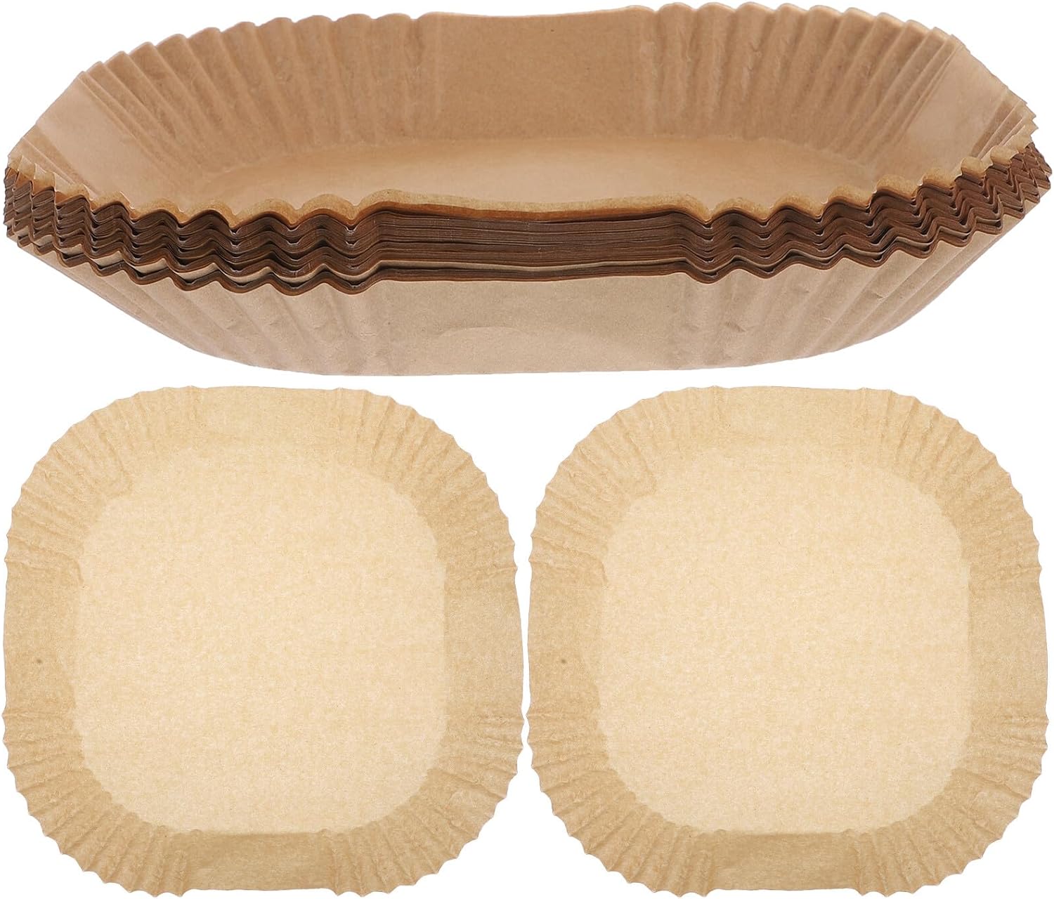 Homoyoyo 300pcs Brown Air Fryer Paper Pads Nonstick Silicone-coated Baking Liners Food-grade Parchment Sheets for Oven Baking and Oil Absorption