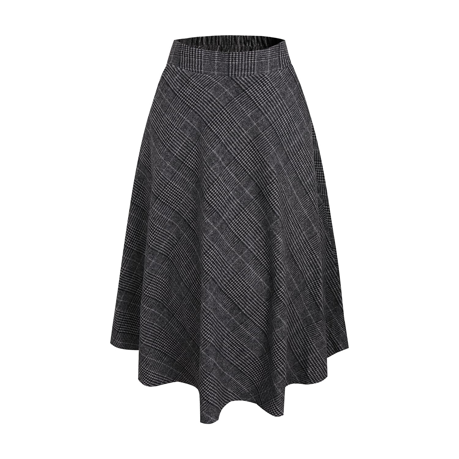 Rock Damen Lang Winter Kariert Wollrock A-Linie Maxirock