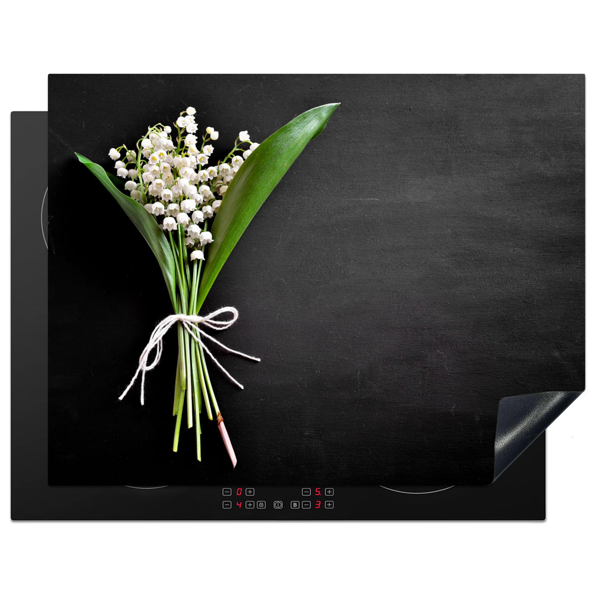 KitchenYeah© Induction Hob Cover Protector Mat 23.2"x30.3" / 77x59 cm Kitchen Universal Ceramic Covers for Electric Cookers Vinyl Lily of The Valley - Flowers - Still Life - Flora
