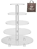 Jusalpha Large 5-Tier Cupcake Stand Acrylic Round Wedding Cake Stand/ Cupcake Tower/ Dessert Stand/ Pastry Serving Platter/ Food Display Stand (5RF)