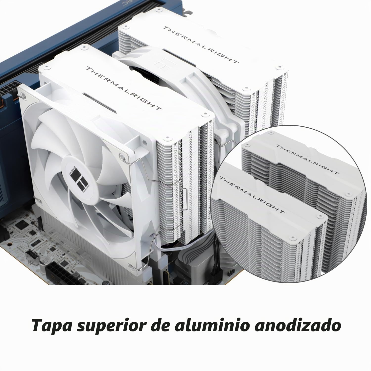 TR Peerless Assassin 140 blanco, 6 heatpipes, dos ventiladores PWM y dos torres, enfriamiento de CPU de 158 mm de alto con tapa superior, para AM4/AM5 e Intel LGA1851/1700/115X/1200