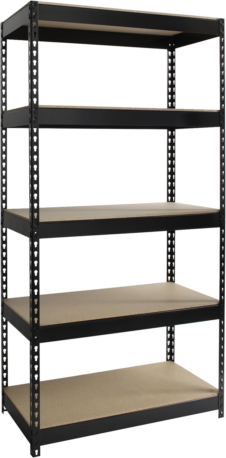 Iron Horse 3800 Riveted Steel Shelving 5-Shelf Unit, 16D x 36W x 60H, Black