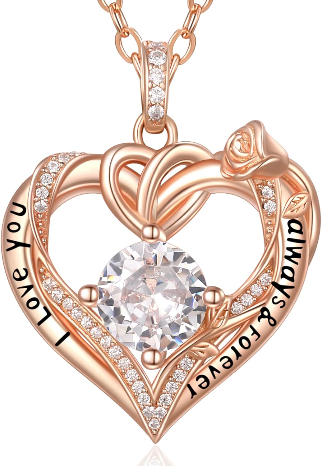 AENEAS Valentines Day Gifts for Women Birthstones Necklaces for Women, 925 Sterling Silver Heart Pendant with Sunflower/Rose/Claddagh/Flamingo/Cross, I Love You Necklace Jewelry Birthday Christmas Trendy Gifts for Women