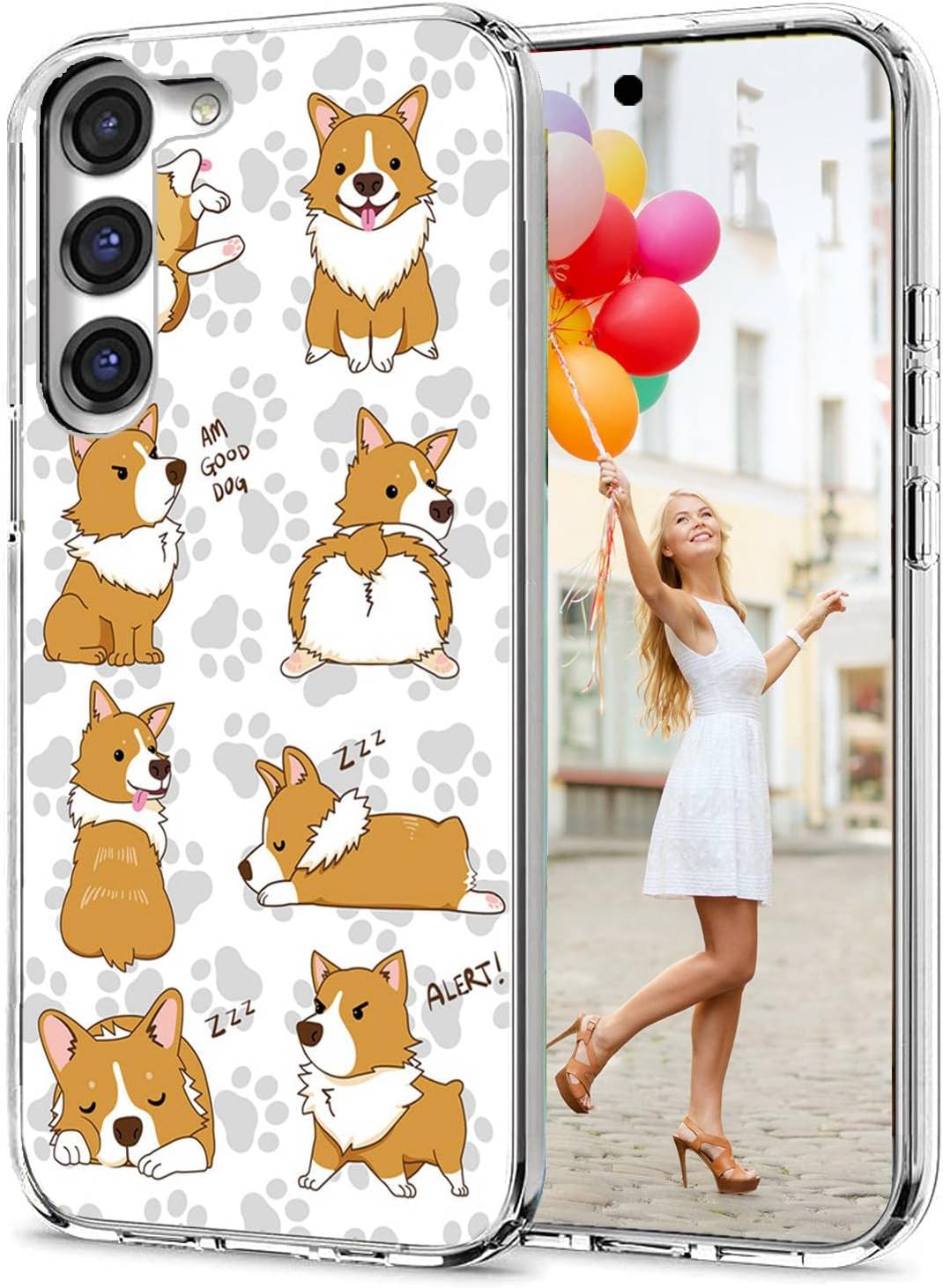 for Samsung Galaxy S23 Case for Women Men Girl,Full Protective Shockproof Slim Soft TPU Clear Phone Cover Cases with Cute Design for Galaxy S23 6.1,Cute Anime Cartoon Animal Pet Dog Corgi Paw image 4