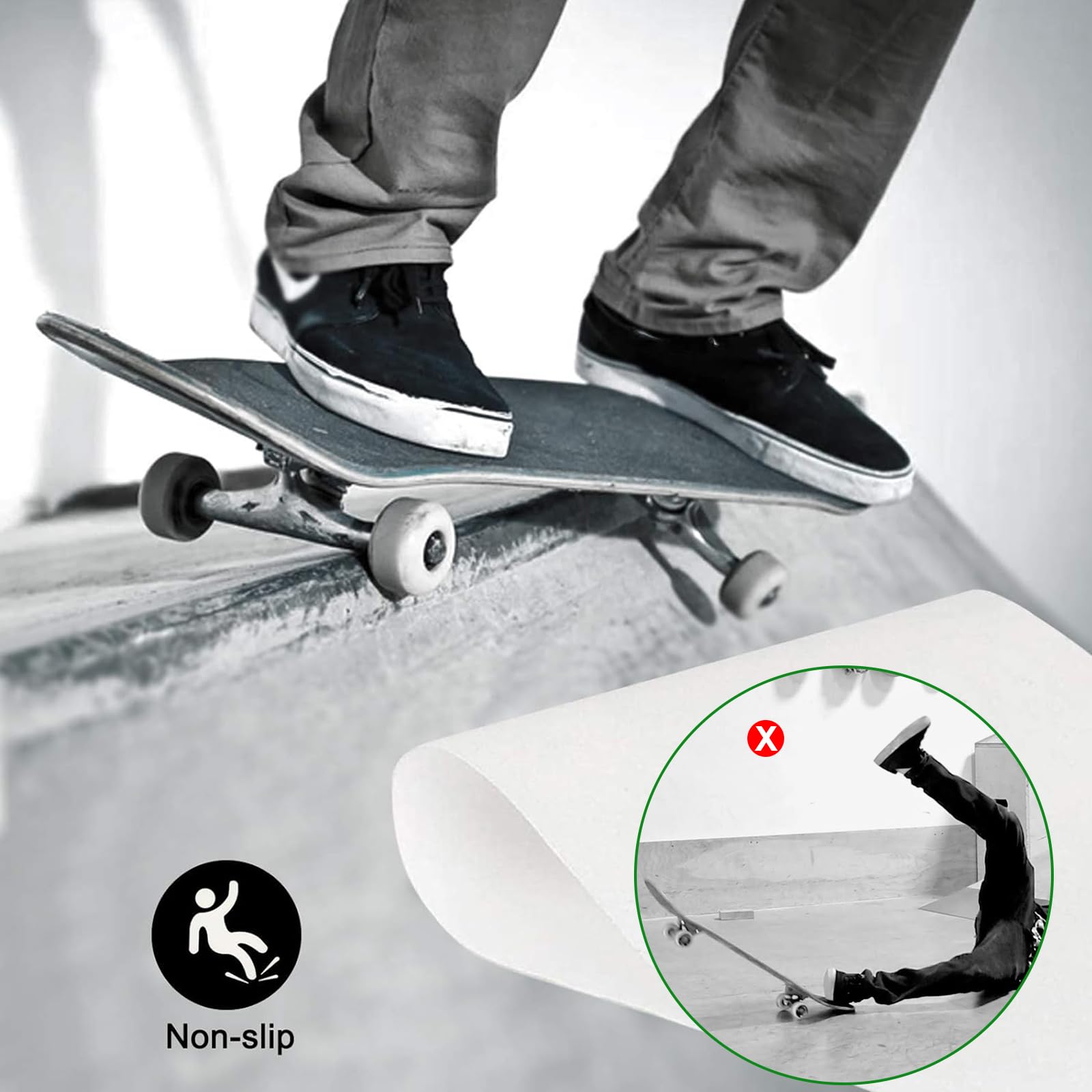 Sangle de Skateboard Transparente 33x9 Pouces Antidérapante Imperméable Grip pour Skateboard Longboard