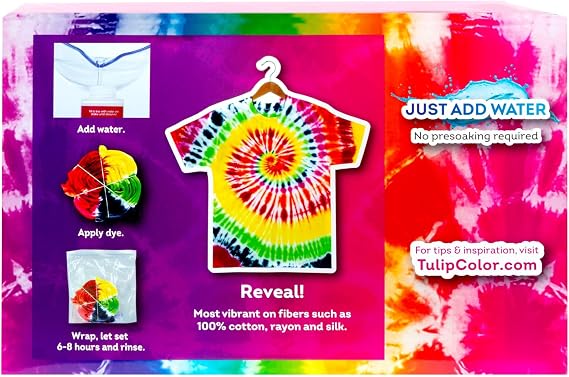 Tulip One-Step Tie-Dye Color Mania 36 Vibrant Colors, All-in-One Tie Dye Kit for Large Groups, Permanent Fabric Dye Pre-Filled Bottles, Gloves, Instructions