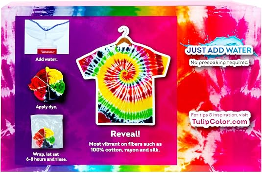 Tulip One-Step Tie-Dye Color Mania 36 Vibrant Colors, All-in-One Tie Dye Kit for Large Groups, Permanent Fabric Dye Pre-Filled Bottles, Gloves, Instructions
