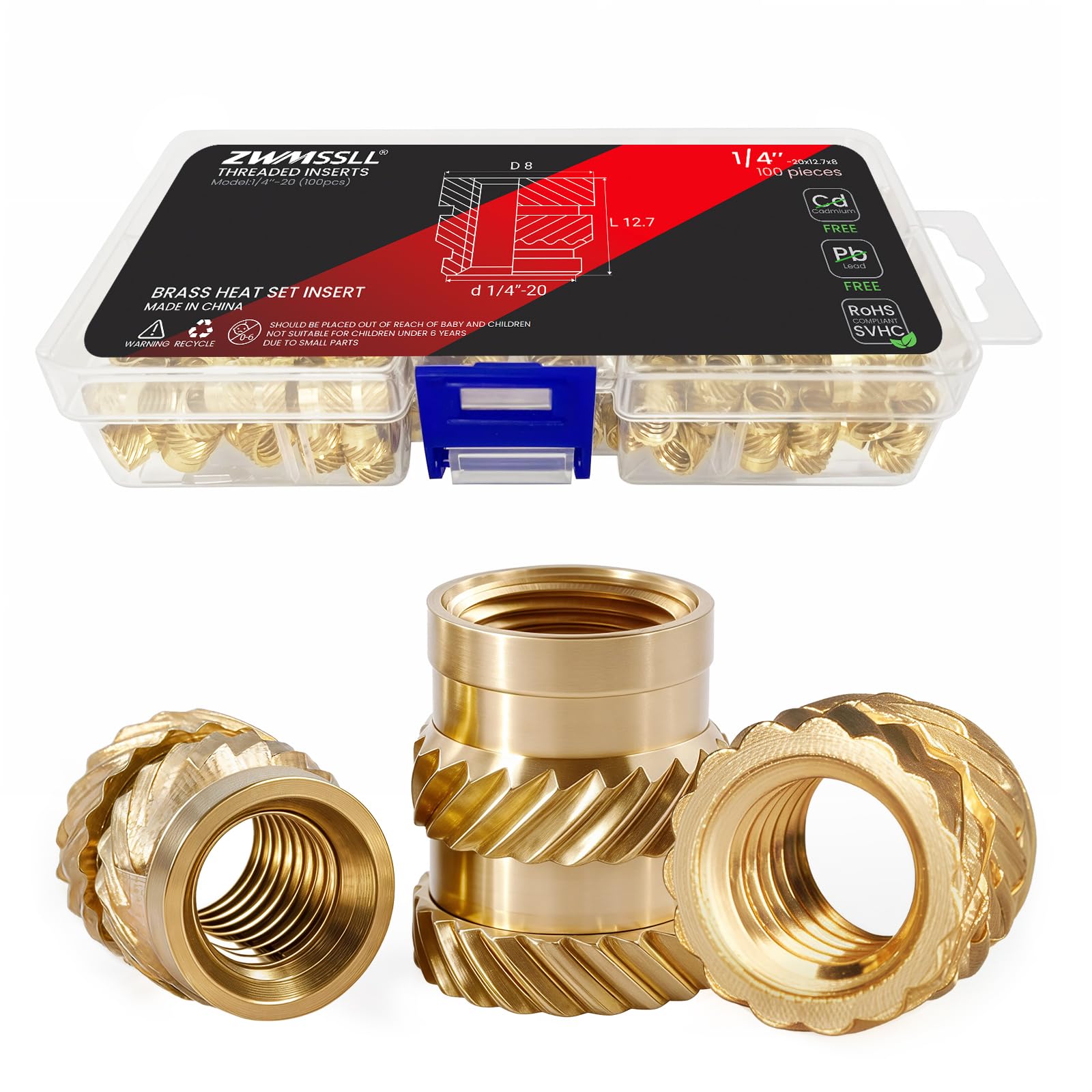 Buy E-Z LOK Threaded Insert For Plastic Tapered Single Vane Brass Thread Inserts 1/4-20 Pack Of - View #3